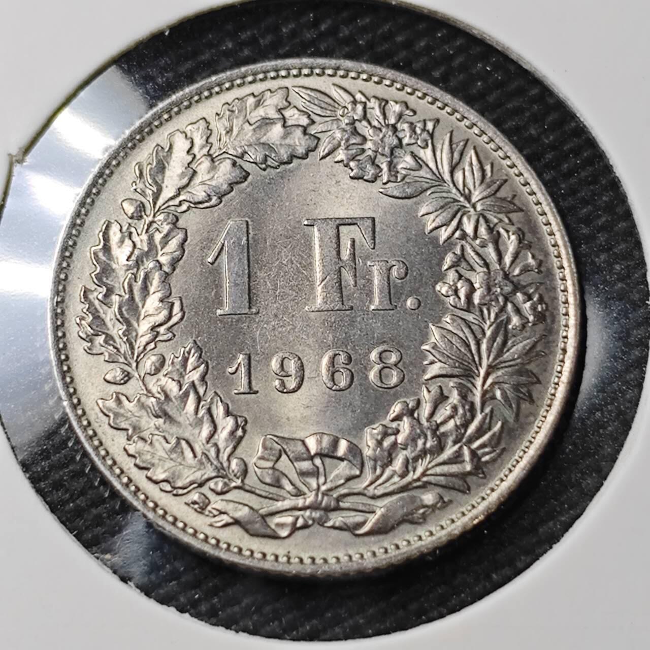 KK钱币收藏小铺 第377期  2月预留时间 周末发货  1968瑞士1法郎 好品