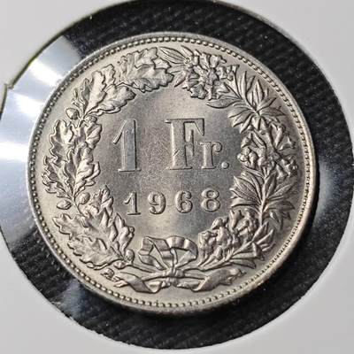 KK钱币收藏小铺 第377期  2月预留时间 周末发货 -  1968瑞士1法郎 好品