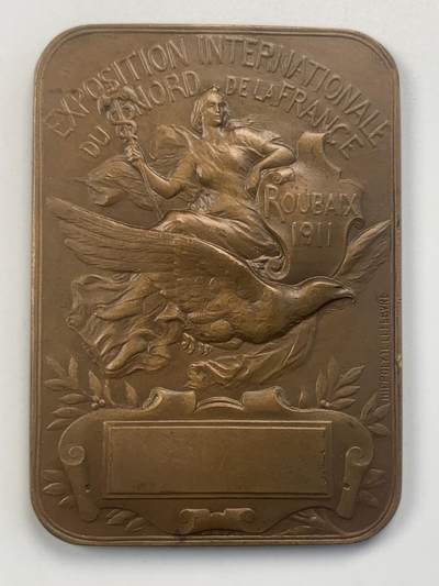 掌中浮雕-藏着的欧洲第045场 - 1911年法国鲁贝商业贸易铜章，39mm*54mm，45g