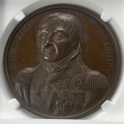 掌中浮雕-藏着的欧洲第045场 - NGC MS64 :1805年英国海军上将纳尔逊将军铜章 ,41mm