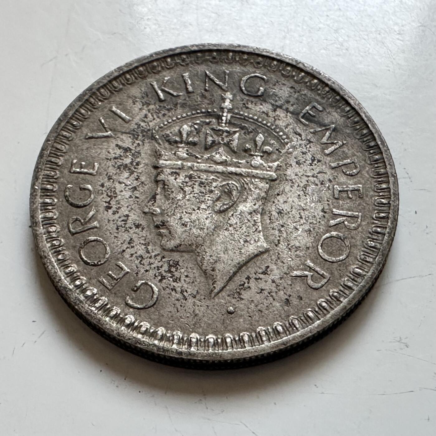 🌹外币初藏🌹🐯2025年第139场  每周二四六晚8️⃣点 接代拍 英属印度1945年1/2卢比银币