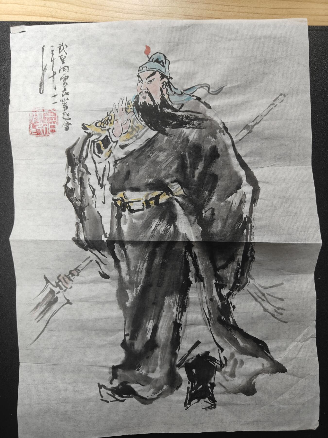 天玑星卡拍第148期《12.11周四截拍》持续收拍收评中 满赠卡需备注 【手绘水墨画】bowen艺术 原创水墨画 武圣关云长单刀赴会 A4左右尺寸 宣纸 微瑕如图