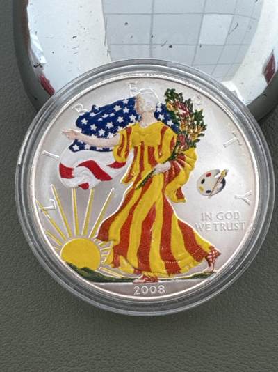 ❤️【币观天下】❤️ 第334期钱币拍卖- 2025.12.12周五晚上6点半场-长期征集拍品 - 美国2008年自由女神彩色银币