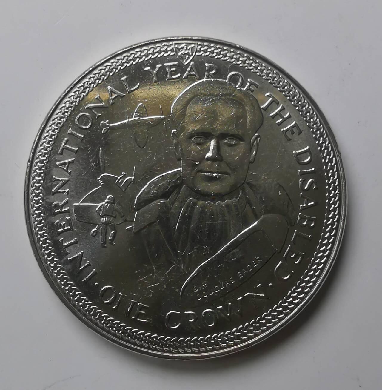 巨藏钱币第七期硬币场12月12号20点开拍 马恩岛1981年1克朗型大镍币38.5mm上下