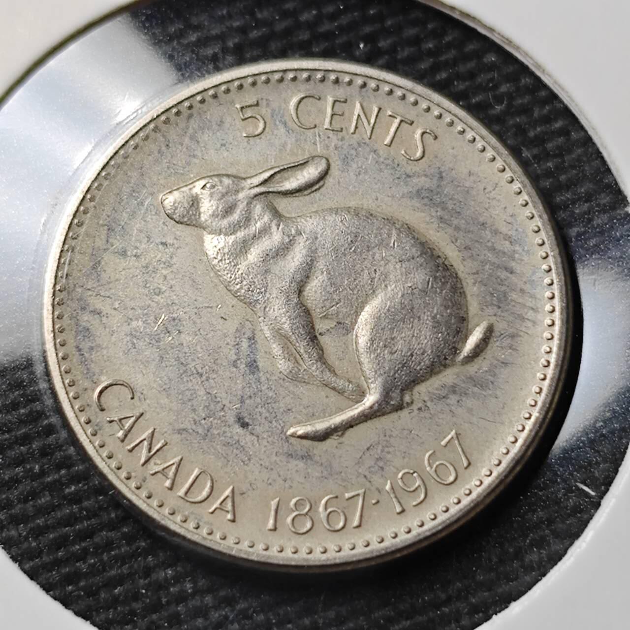 KK钱币收藏小铺 第377期  2月预留时间 周末发货  1967加拿大5分纪念币