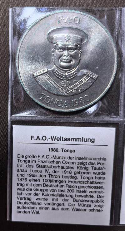 北京马甸外国币专卖第147期，外国币，中国机制银元，中国早期纪念币专场，陆续上拍，欢迎关注 - 汤加1980年2潘加“大海里座头鲸”FAO纪念币