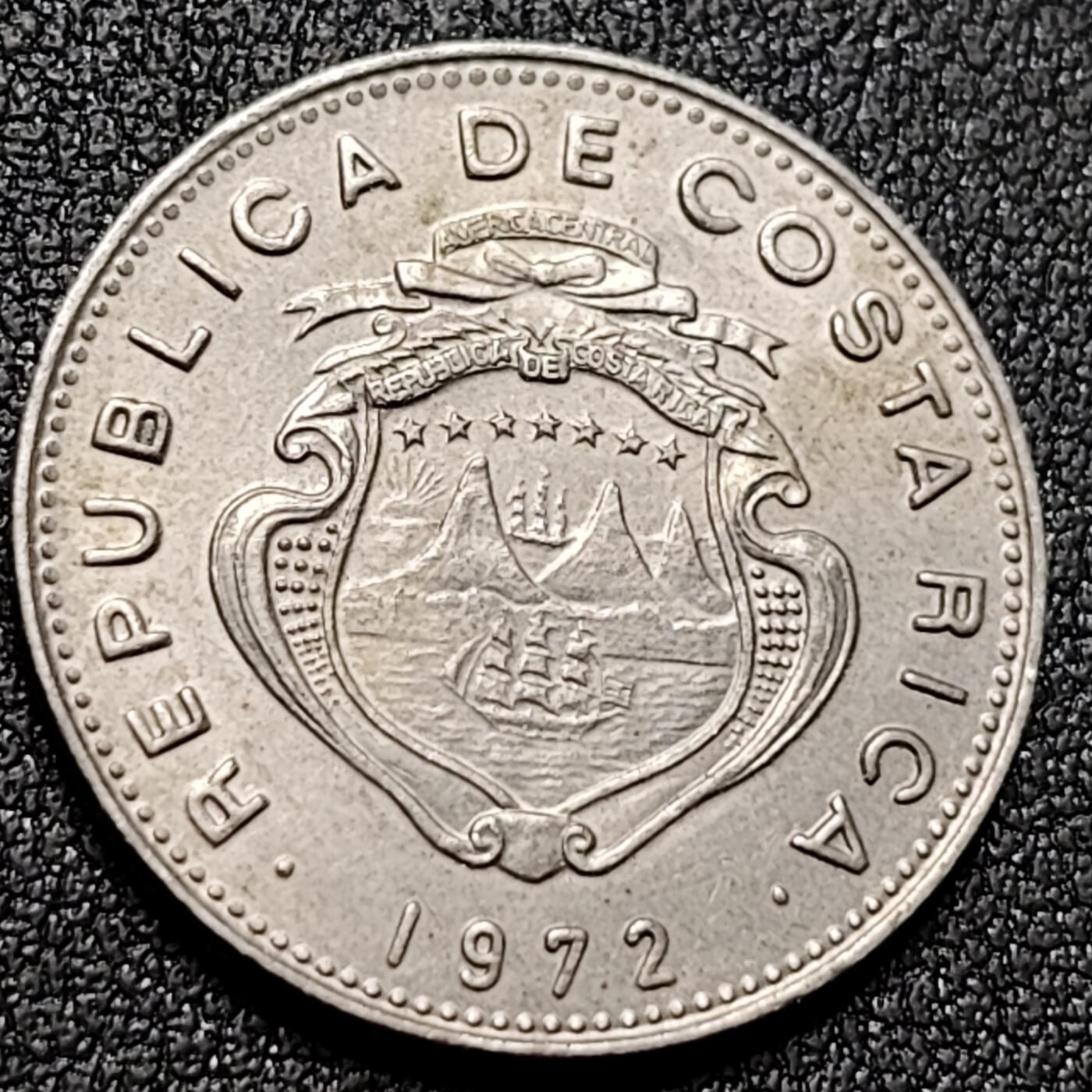 泉币菌-第143场-精品福利场 1972年 哥斯达黎加25分硬币 波阿斯火山 