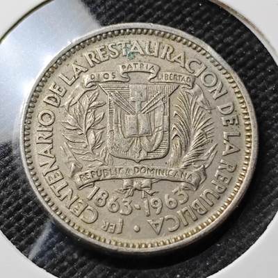 KK钱币收藏小铺 第376期  2月预留时间 周末发货 -  1963多米尼加5分纪念币 少见