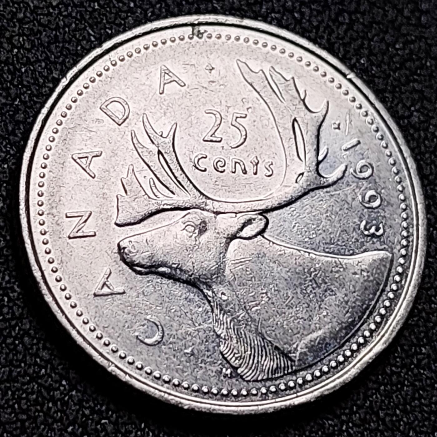 泉币菌-第143场-精品福利场 高币值 加拿大1993年1/4加拿大元 伊丽莎白二世 驯鹿 24mm