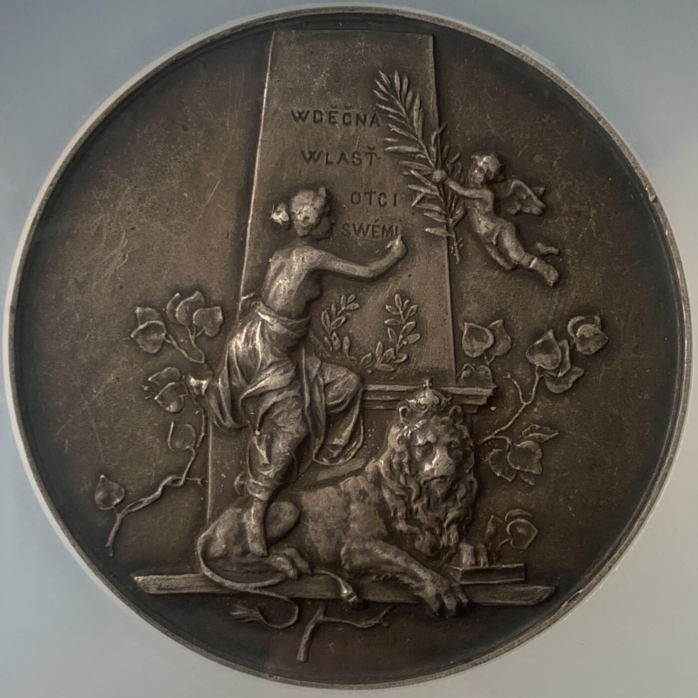 掌中浮雕-藏着的欧洲第045场 NGC AU58 : 1876年捷克政治家弗朗季谢克·帕拉茨基逝世银章，55mm