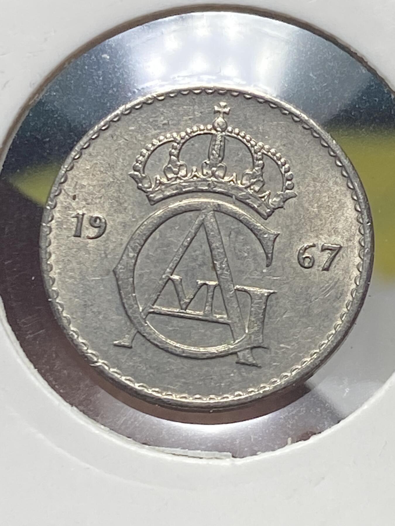 2025年第一百三十五场(总第一百六十一场）外国好品纸夹散币场(免佣金) 瑞典🇸🇪1967年10欧尔(古斯塔夫六世第二版，U标)