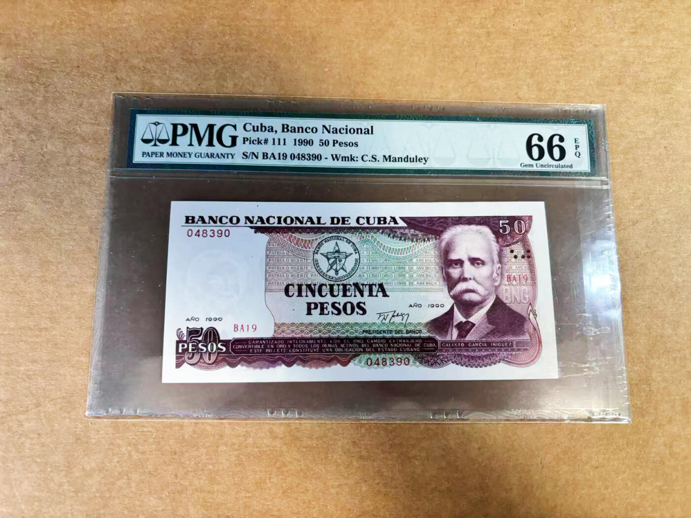 【Blue Auction】世界纸币精拍第760期——18级TOP拍卖/信誉/品质/专业/高效💫 古巴 1990年50比索 PMG66EPQ 
