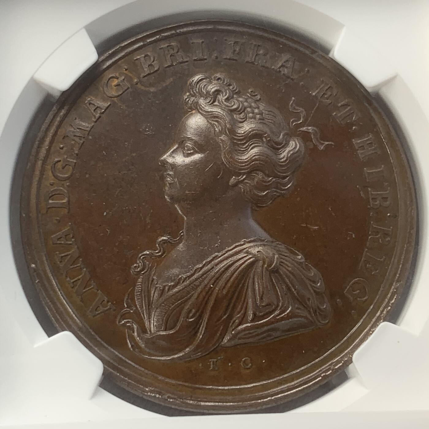 掌中浮雕-藏着的欧洲第045场 NGC MS62 : 1708年英国攻占撒丁岛和米诺卡岛，40mm