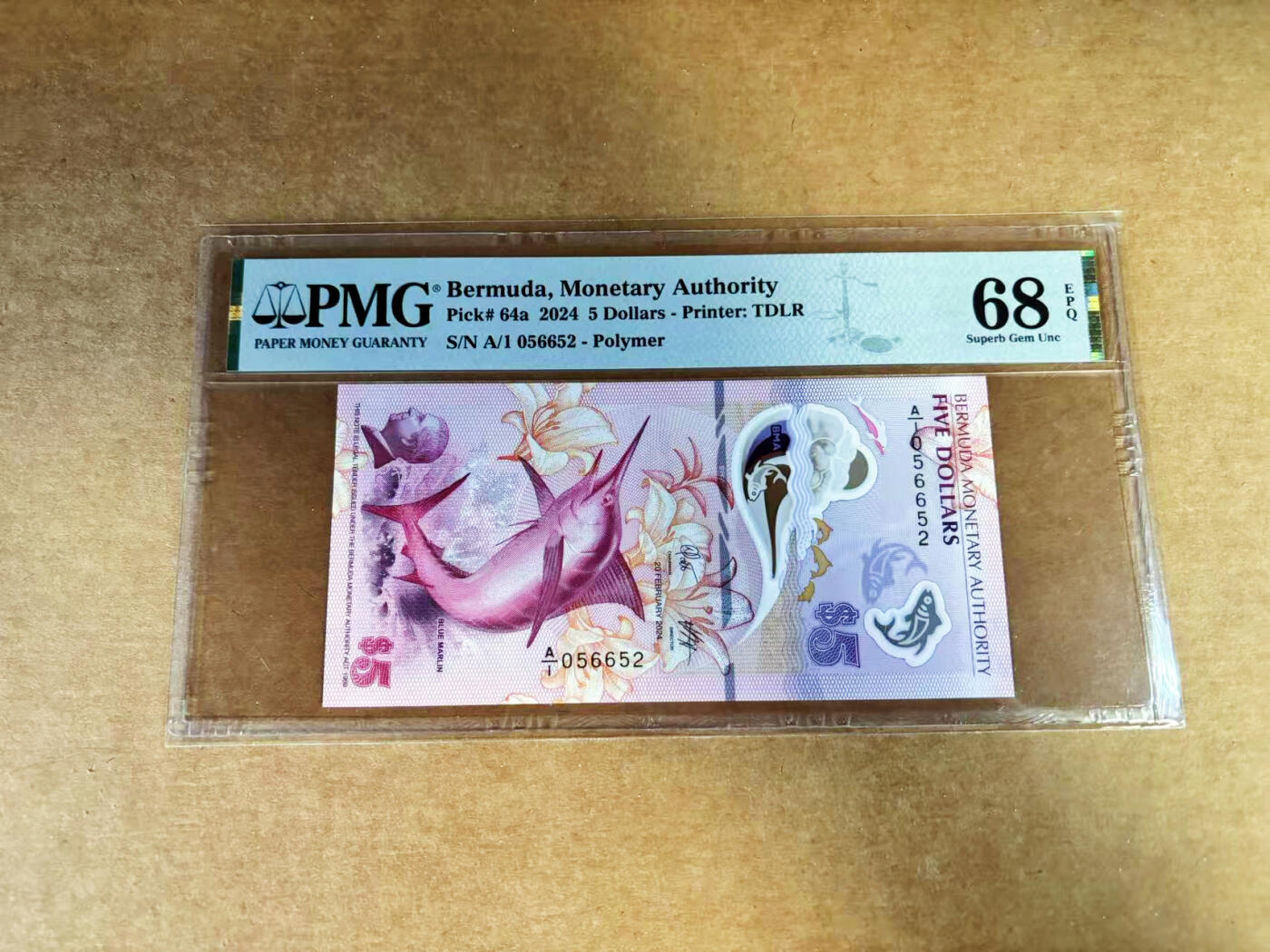 【Blue Auction】世界纸币精拍第760期——18级TOP拍卖/信誉/品质/专业/高效💫 【A/1冠 无47  获奖钞】百慕大 2024年5元 PMG68EPQ高分