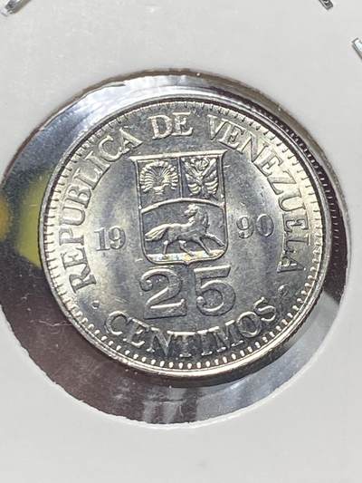 2025年第一百三十五场(总第一百六十一场）外国好品纸夹散币场(免佣金) - 好品–委内瑞拉🇻🇪1990年25分(第七版，mm版墨西哥造，关门年仅发行2年)