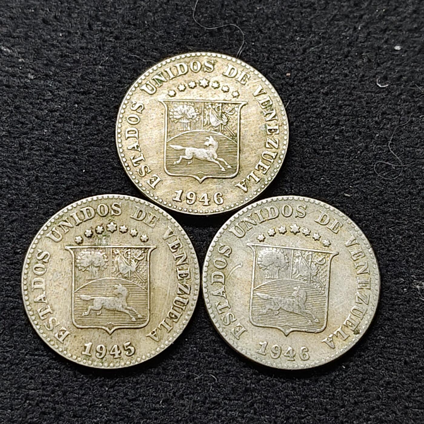 【全场包邮】纯粹捡漏拍484场（免费代拍第21场） 委内瑞拉1945-1946年5分3枚一组