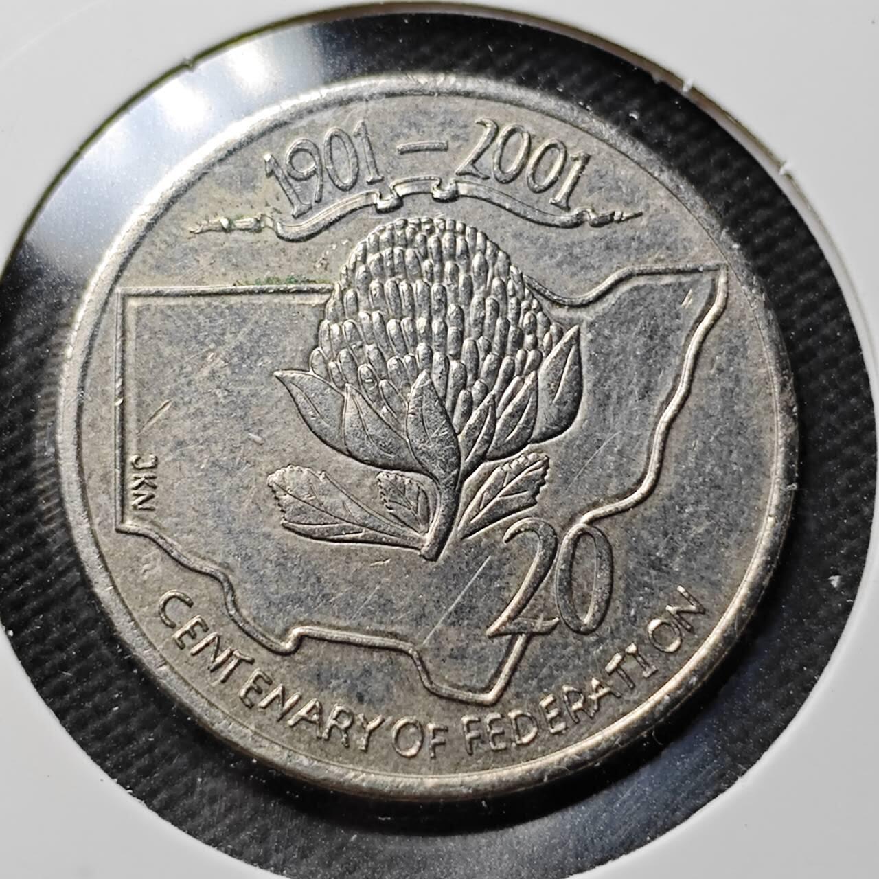 KK钱币收藏小铺 第377期  2月预留时间 周末发货  2001澳大利亚20分纪念币 少见主题