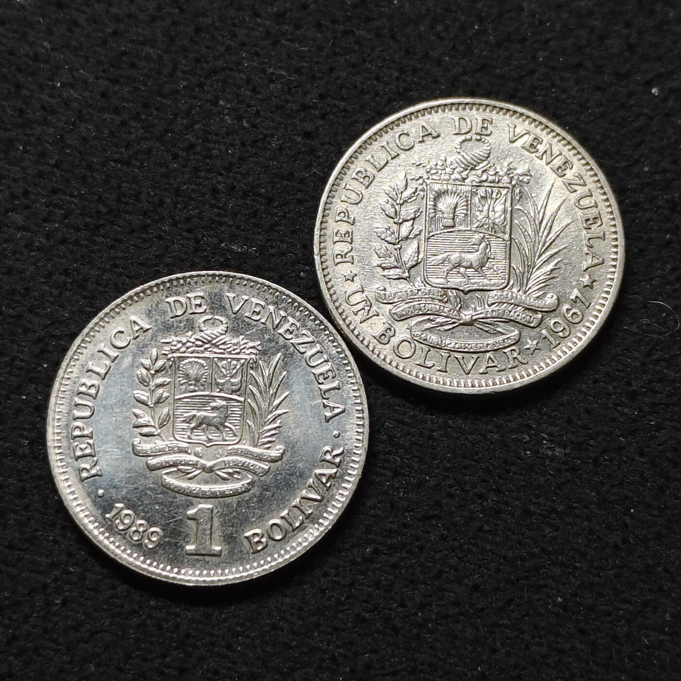 【全场包邮】纯粹捡漏拍484场（免费代拍第21场） 委内瑞拉1967/1989年1玻利瓦尔2版本2枚一组