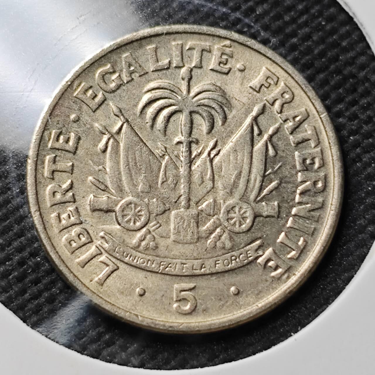 KK钱币收藏小铺 第376期  2月预留时间 周末发货  1958海地5分