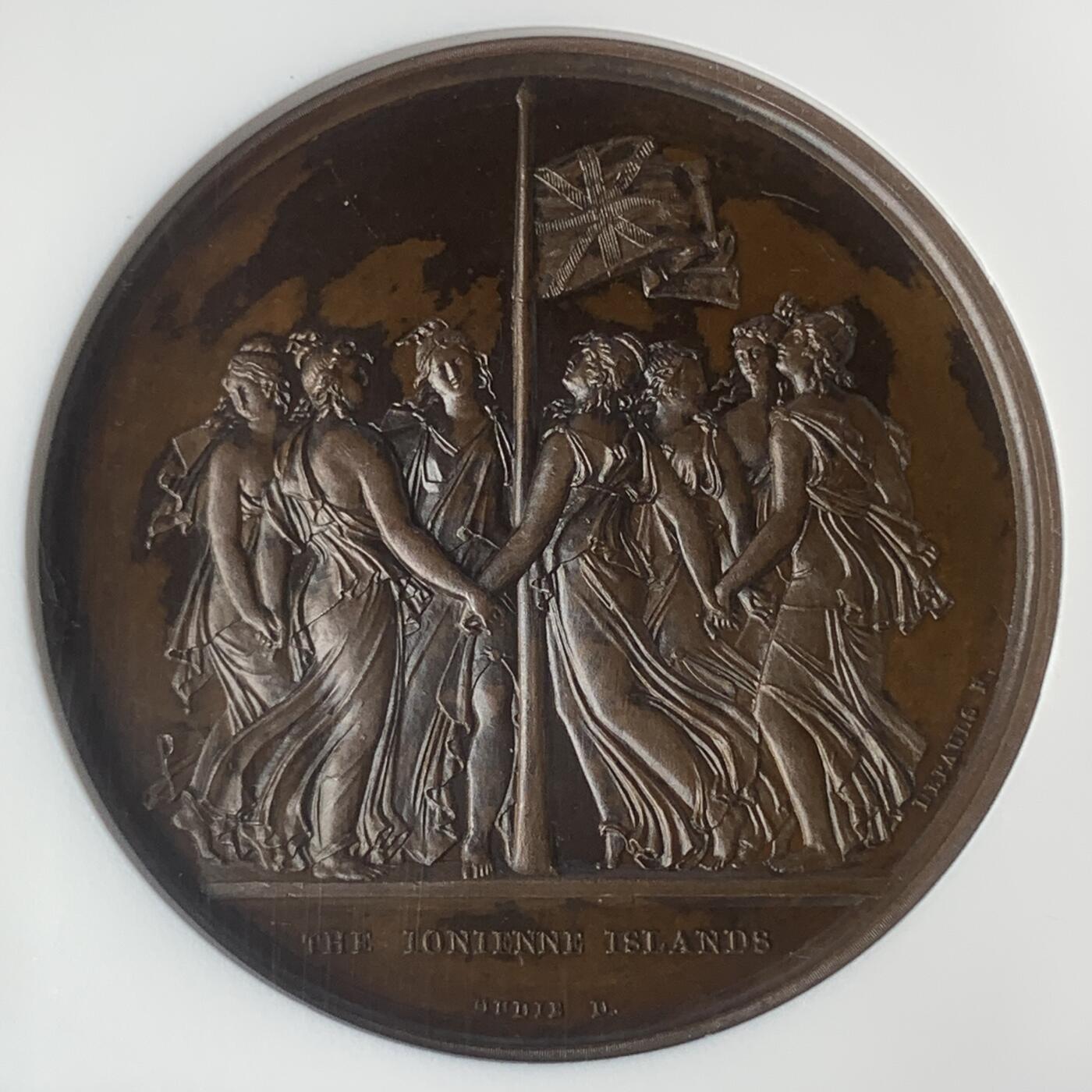 掌中浮雕-藏着的欧洲第045场 NGC MS62 : 1817年英属爱奥尼亚岛宪法铜章，  41mm