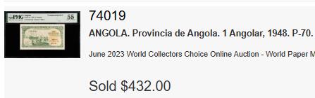 【Blue Auction】世界纸币精拍第760期——18级TOP拍卖/信誉/品质/专业/高效💫 【葡萄牙统治300周年纪念钞 A冠】安哥拉1948年1安哥拉 殖民者登陆与水羚 本版发行未能起到强化精神剥削的效果 反而激起抵抗运动 葡萄牙被迫在1951年承认安哥拉为海外省 PMG58 名家旧藏
