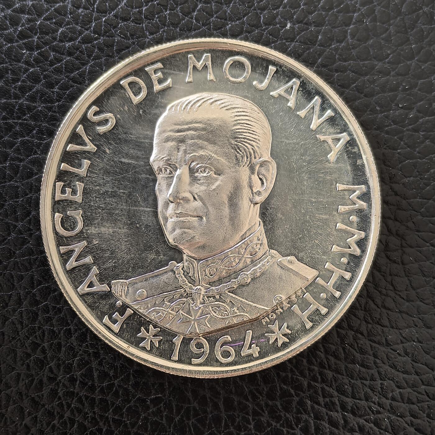 道一币馆币章第一百五十九场 马耳他骑士团1964年2斯库多几年银币  24g 986s 5000