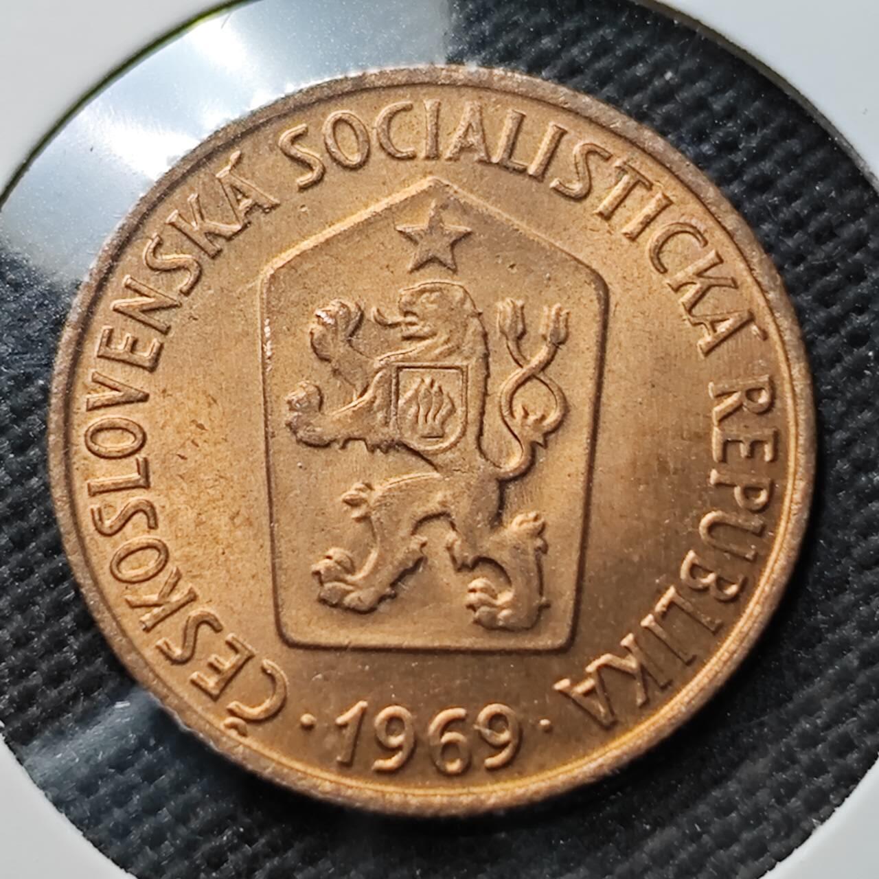 KK钱币收藏小铺 第376期  2月预留时间 周末发货  1969捷克斯洛伐克50赫勒铜币 好品