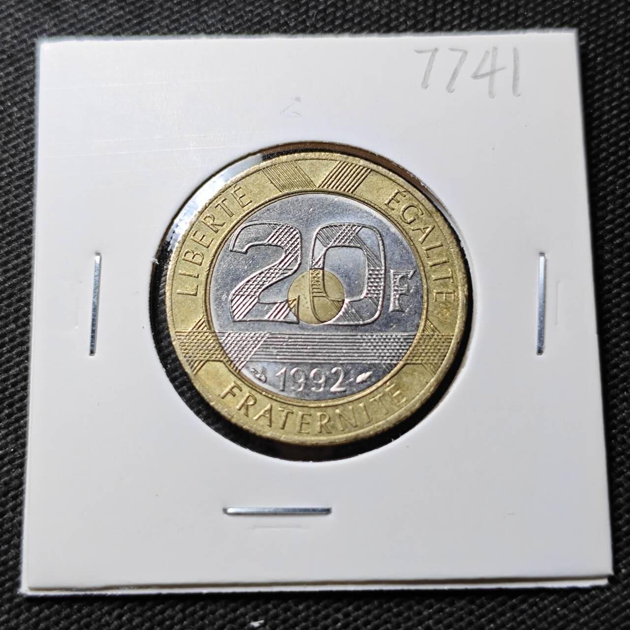 KK钱币收藏小铺 第377期  2月预留时间 周末发货 1992法国20法郎 