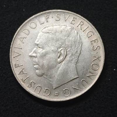 【全场包邮】纯粹捡漏拍485场（免费代拍第22场） - 瑞典1952年5克朗古斯塔夫六世诞生70周年（36毫米22.7克）纪念银币