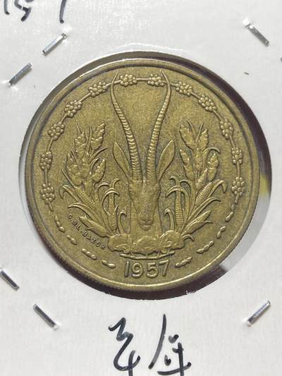 2025年第一百三十五场(总第一百六十一场）外国好品纸夹散币场(免佣金) - 法属西非–多哥1957单年份25法郎(仅供多哥地区流通)