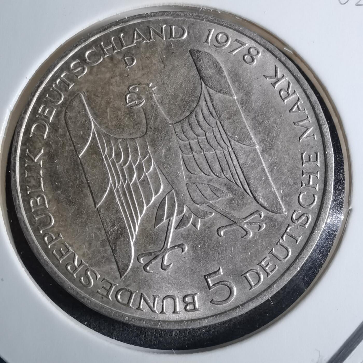 沼泽如烟--第926场 德国1978年5马克纪念币银币