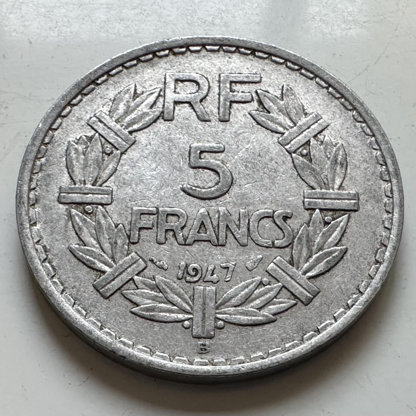 🌹外币初藏🌹🐯2025年第139场  每周二四六晚8️⃣点 接代拍 法国1947年B版5法郎