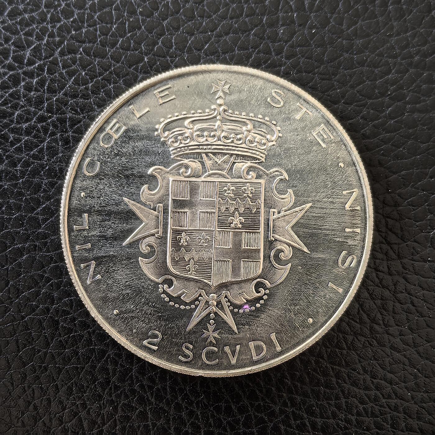 道一币馆币章第一百五十九场 马耳他骑士团1964年2斯库多几年银币  24g 986s 5000