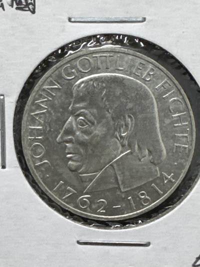 ❤️【币观天下】❤️ 第334期钱币拍卖- 2025.12.12周五晚上6点半场-长期征集拍品 - 德国1964年5马克费希特逝世150周年纪念币