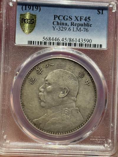 币然PCGS机制币专场第四场 - PCGS XF45八年大头，盒子牛毛纹