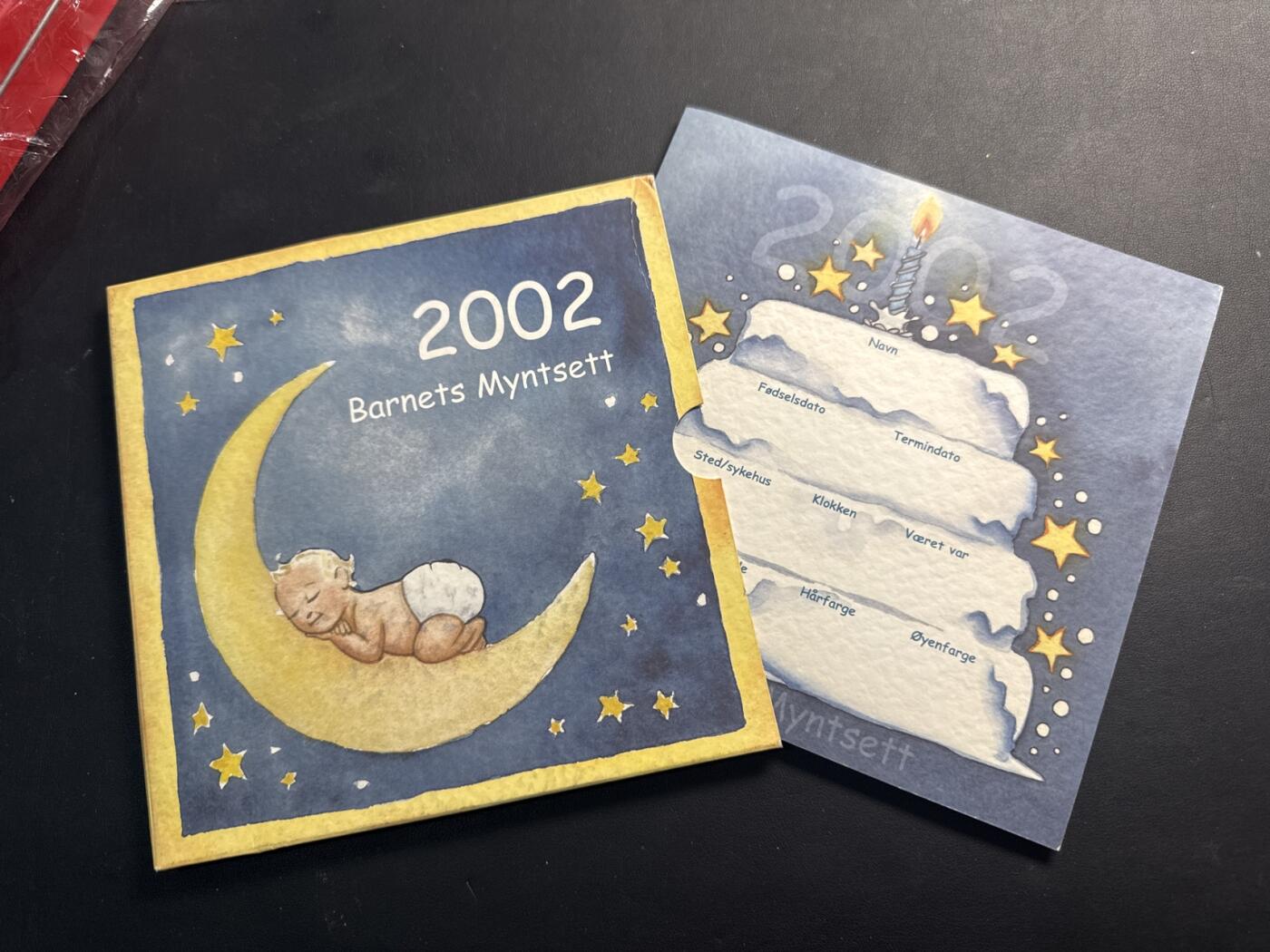 ❤️【币观天下】❤️ 第334期钱币拍卖- 2025.12.12周五晚上6点半场-长期征集拍品 挪威2002年新生儿宝宝的第一套硬币官方卡装5枚硬币+1枚纪念章