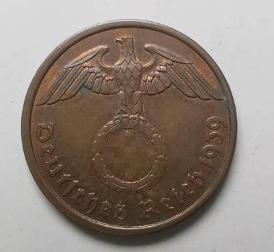 巨藏钱币第七期硬币场12月12号20点开拍 - 德国1939年2芬尼铜币AU带底光品