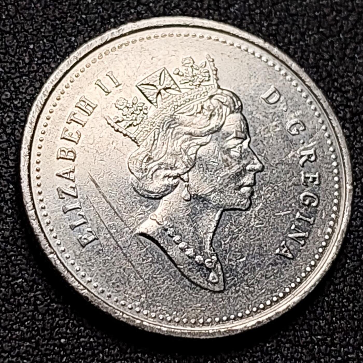 泉币菌-第143场-精品福利场 高币值 加拿大1995年1/4加拿大元 伊丽莎白二世 驯鹿 24mm