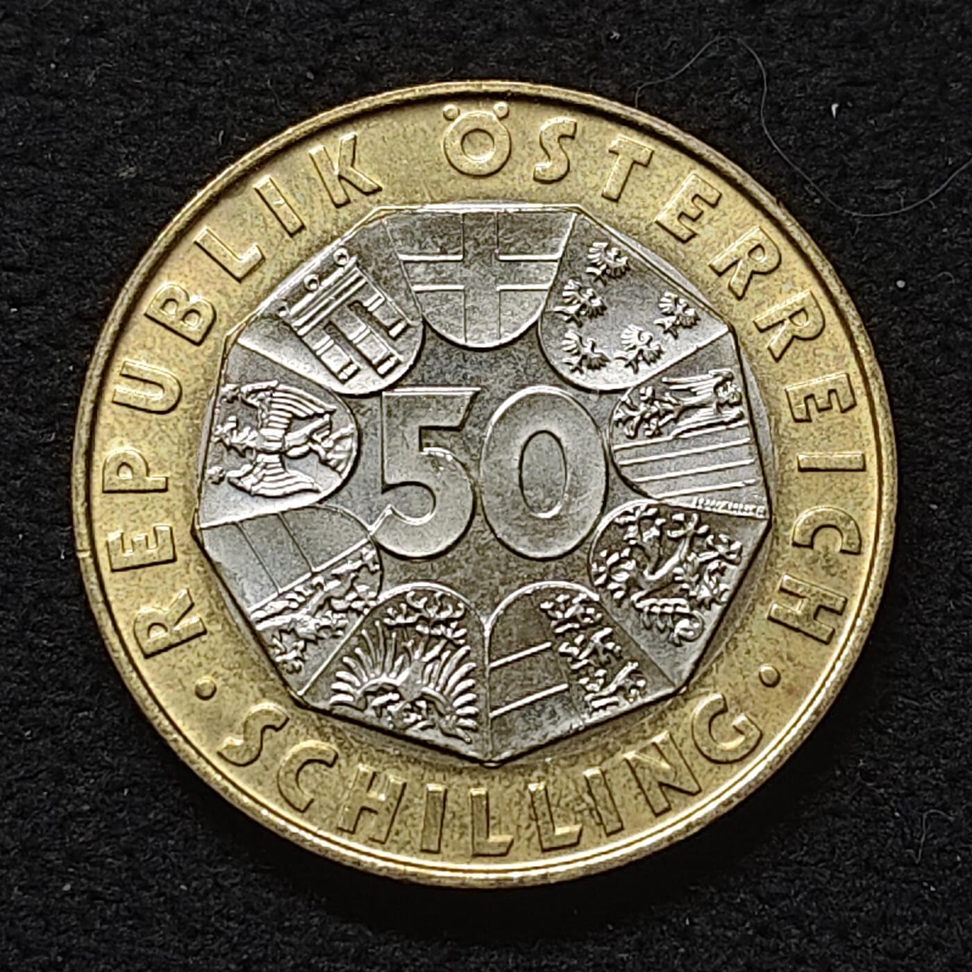 【全场包邮】纯粹捡漏拍484场（免费代拍第21场） 奥地利2002年50先令最后的先令币中币双色纪念币