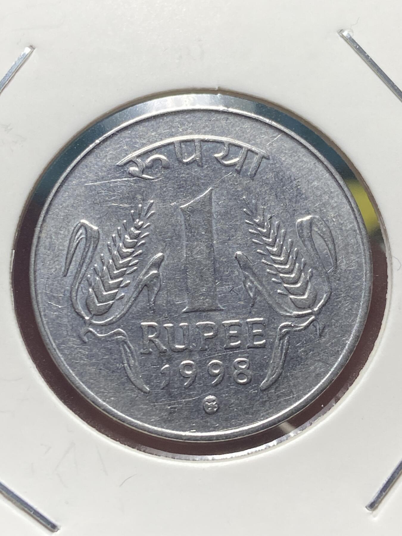 2025年第一百三十五场(总第一百六十一场）外国好品纸夹散币场(免佣金) 印度🇮🇳1998年1卢比(K版，克雷姆尼察造)