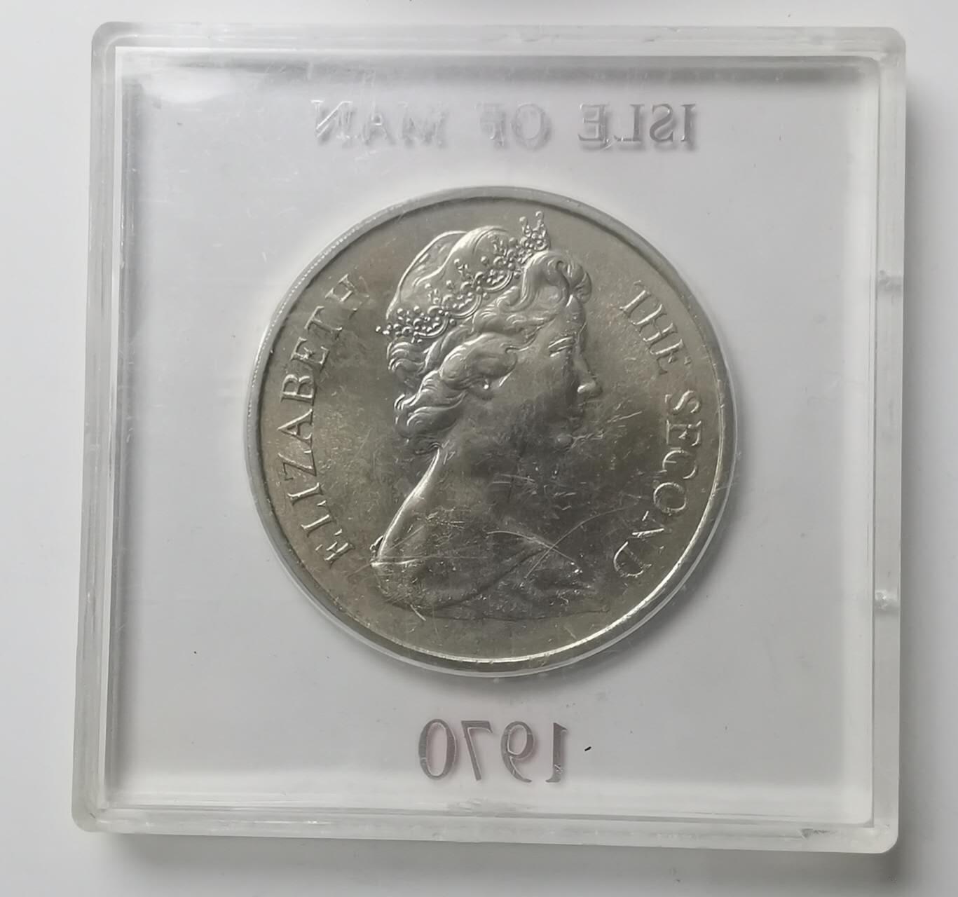 巨藏钱币第七期硬币场12月12号20点开拍 马恩岛1970年1克朗普制镍币38.5mm上下