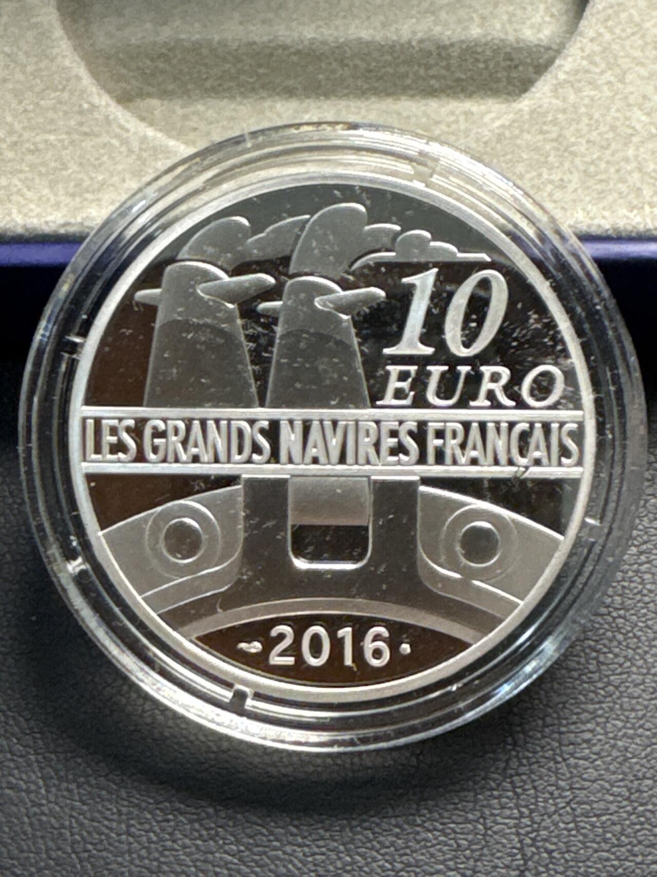 ❤️【币观天下】❤️ 第334期钱币拍卖- 2025.12.12周五晚上6点半场-长期征集拍品 2016年法国船只系列-大都会法兰西号10欧精制银币,发行量3000枚