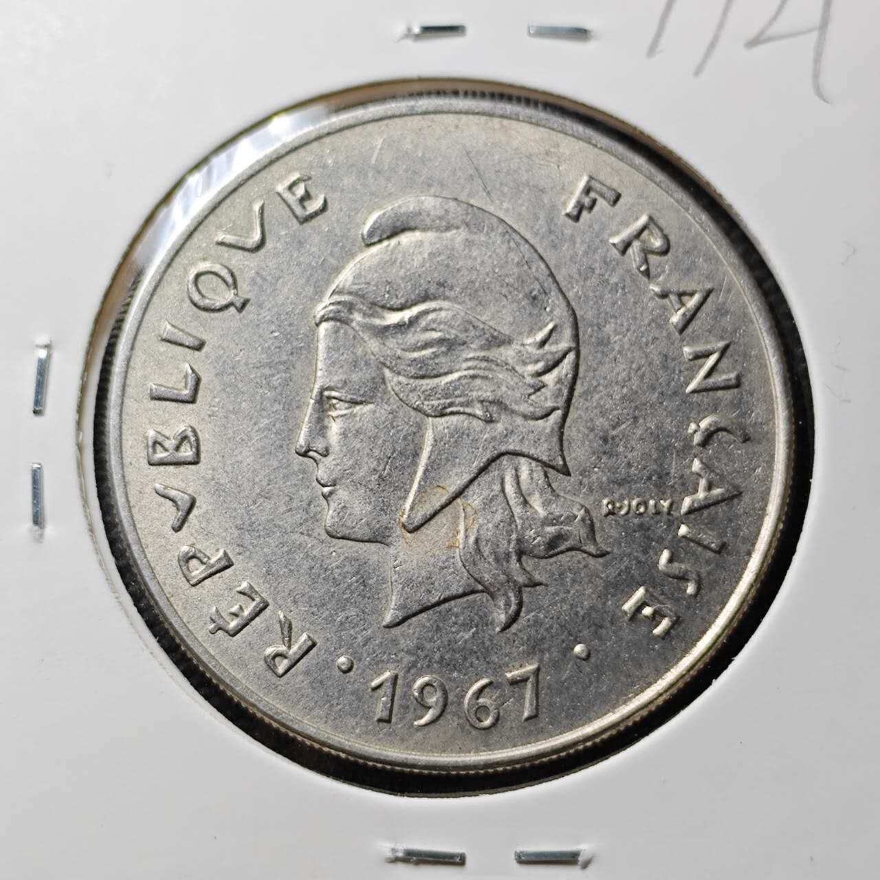 KK钱币收藏小铺 第377期  2月预留时间 周末发货 1967法属新喀里多尼亚50法郎 