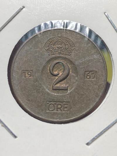 2025年第一百三十五场(总第一百六十一场）外国好品纸夹散币场(免佣金) - 瑞典🇸🇪1967年2欧尔(古斯塔夫六世第一版，U标)