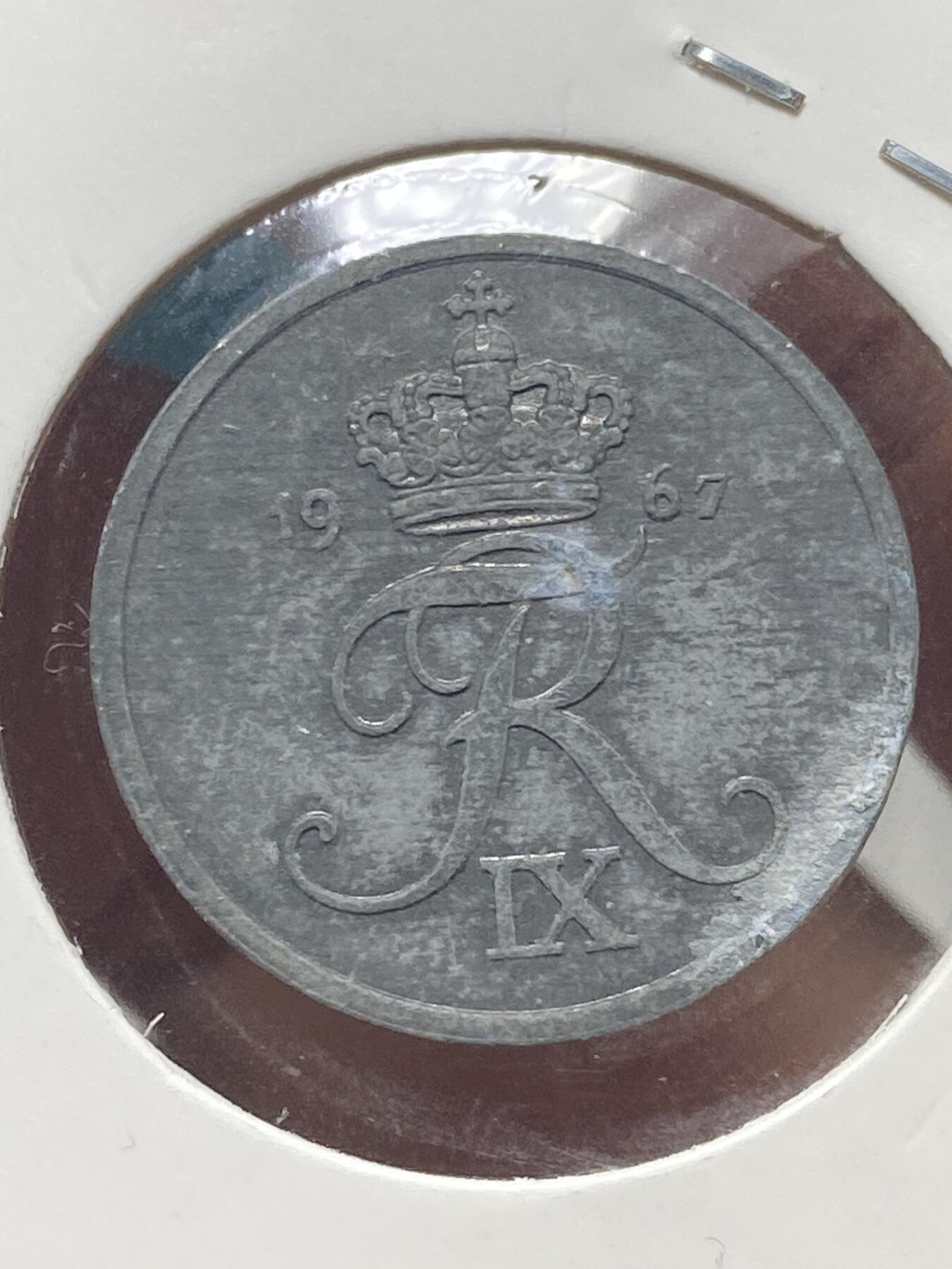 2025年第一百三十五场(总第一百六十一场）外国好品纸夹散币场(免佣金) 丹麦🇩🇰1967年2欧尔(弗雷德里克九世第二版，C; S版)