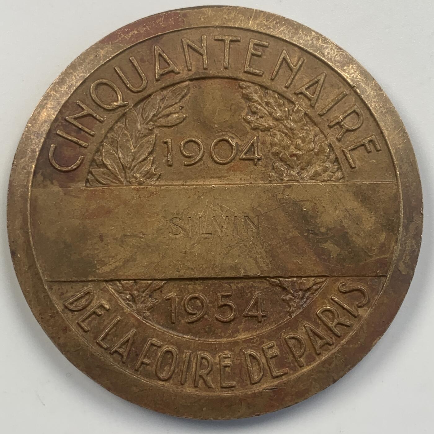 掌中浮雕-藏着的欧洲第045场 1954年法国博览会铜章，59mm，90g