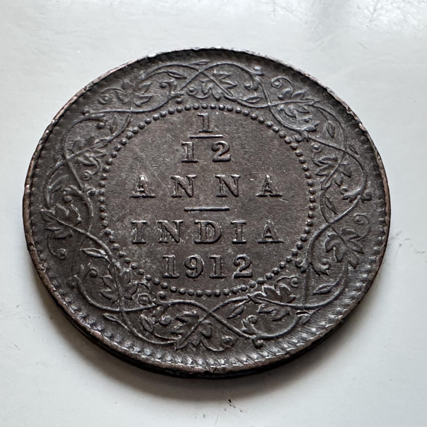 🌹外币初藏🌹🐯2025年第139场  每周二四六晚8️⃣点 接代拍 英属印度1912年1/12安娜铜币