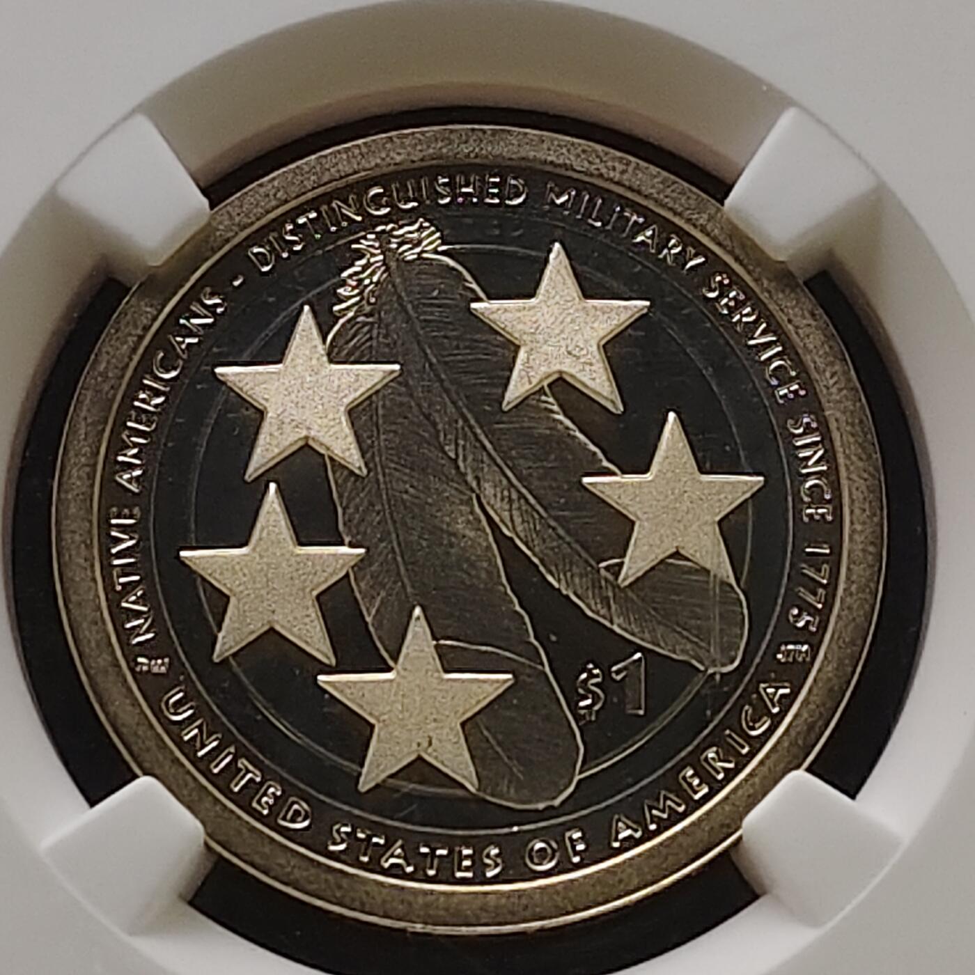 【全场包邮】纯粹捡漏拍485场（免费代拍第22场） 美国2021年1元萨卡维亚少数民族系列美国军队精制纪念币-NGC PF69 ULTRA CAMEO