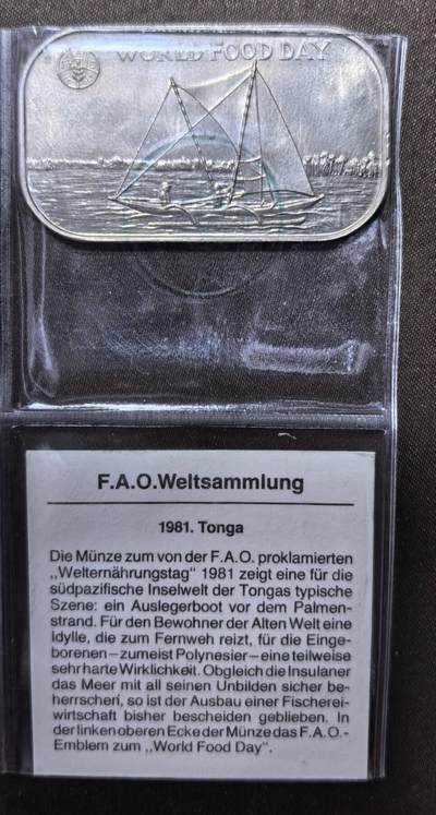 北京马甸外国币专卖第147期，外国币，中国机制银元，中国早期纪念币专场，陆续上拍，欢迎关注 - 汤加1981年发行FAO长方形纪念币，