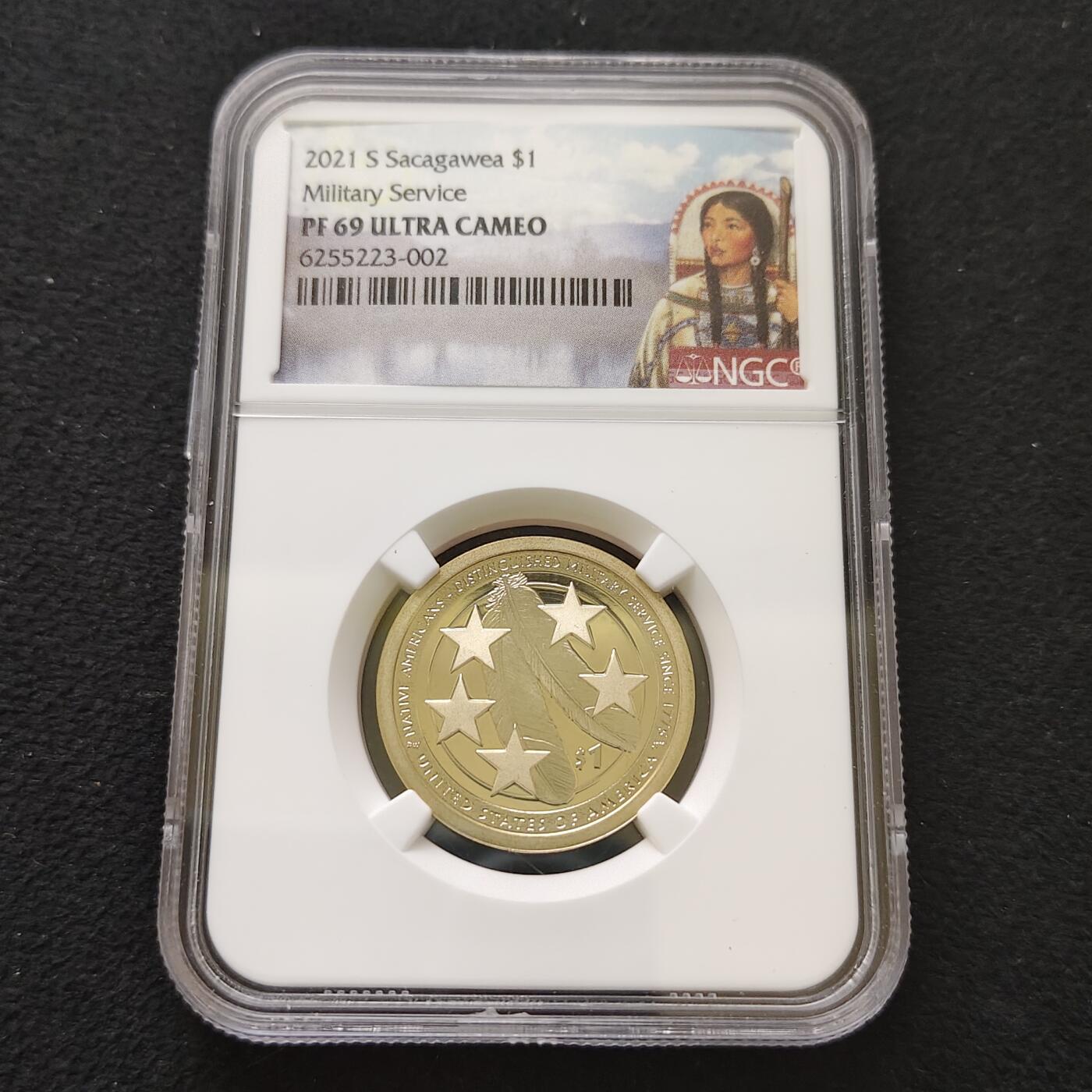 【全场包邮】纯粹捡漏拍485场（免费代拍第22场） 美国2021年1元萨卡维亚少数民族系列美国军队精制纪念币-NGC PF69 ULTRA CAMEO